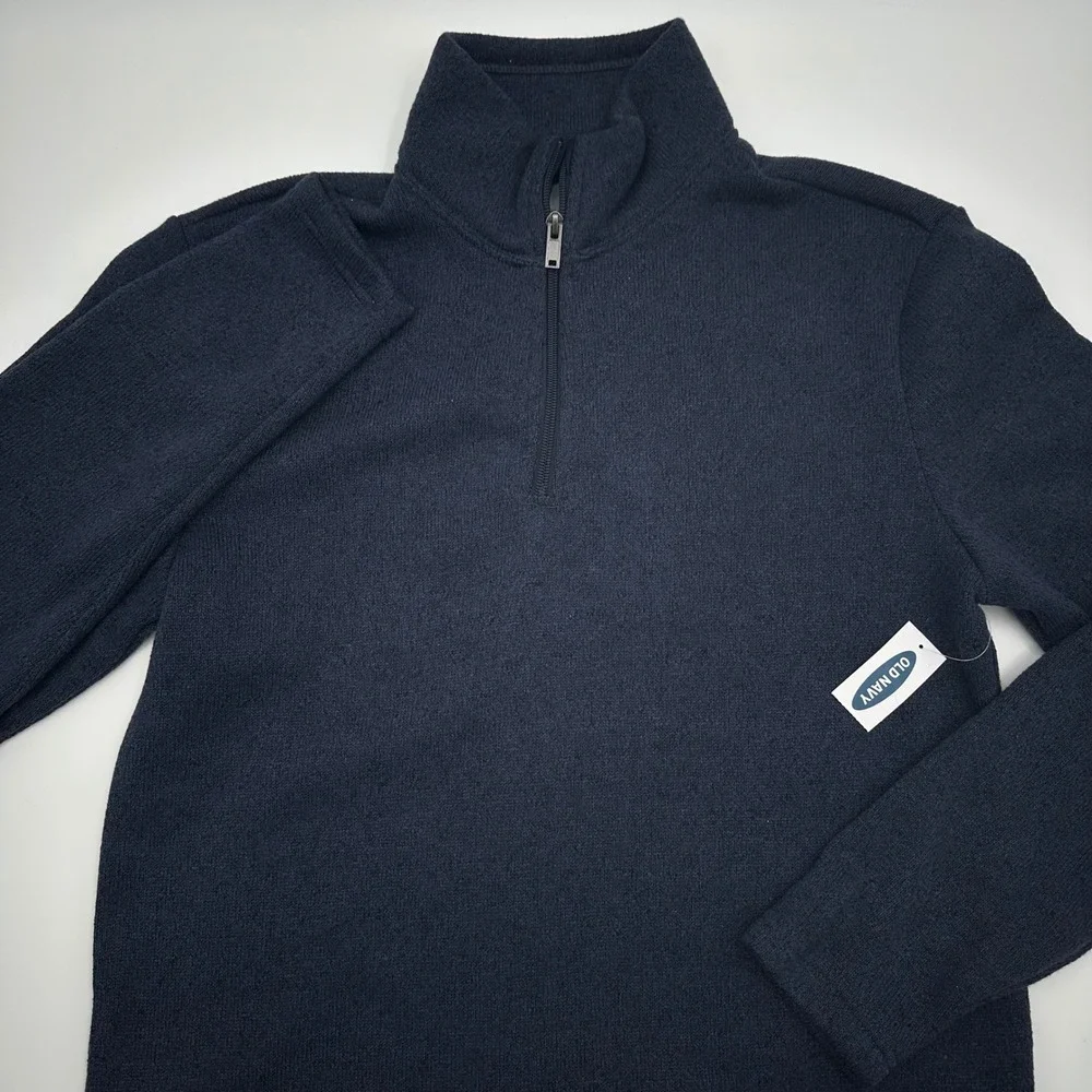 Old Navy Men Small Navy Blue Fleece Quarter Zip Pullover Sweater 610002-00-1 NWT